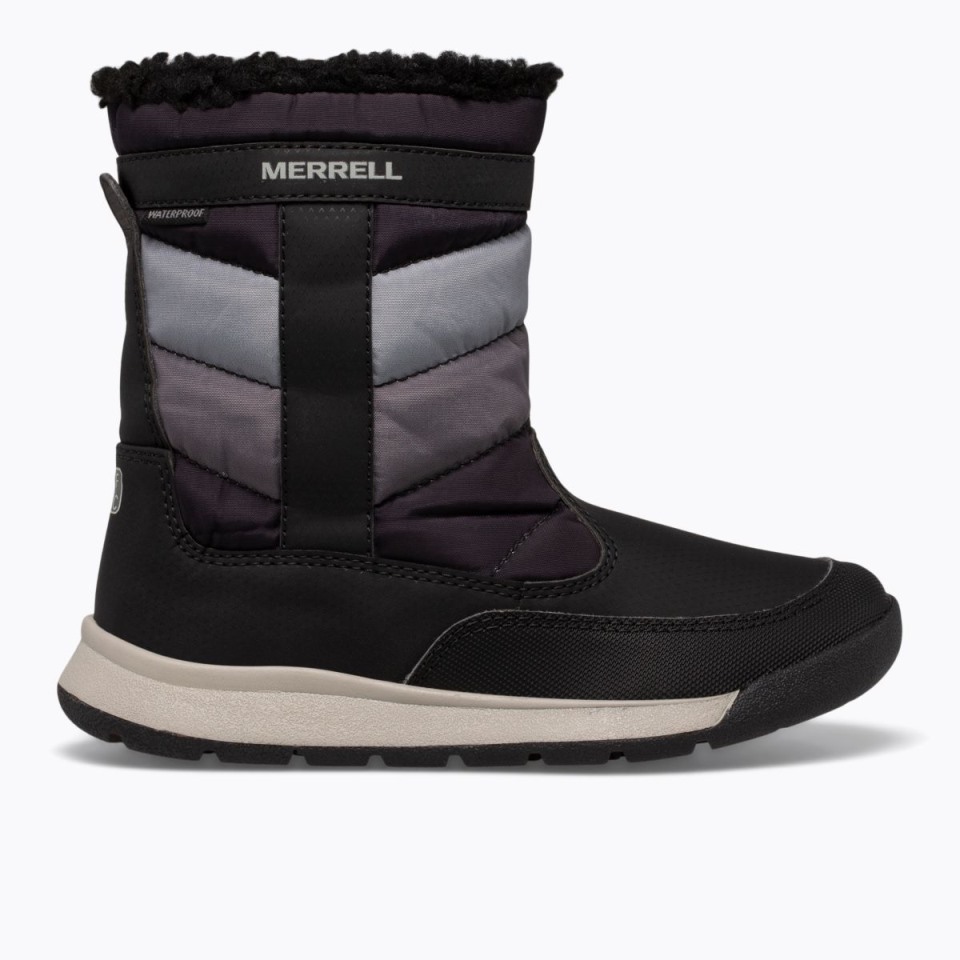 Großer, Wasserdichter Alpin-Pufferstiefel Für Kinder Merrell Black Grey Großer, Wasserdichter Alpin-Pufferstiefel Für Kinder Merrell Black Grey