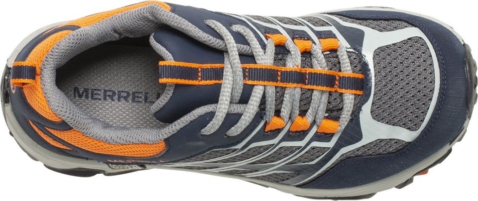 Große Kinder Moab Fst Niedrige Wasserdichte Schuhe Merrell Navy Grau Orange