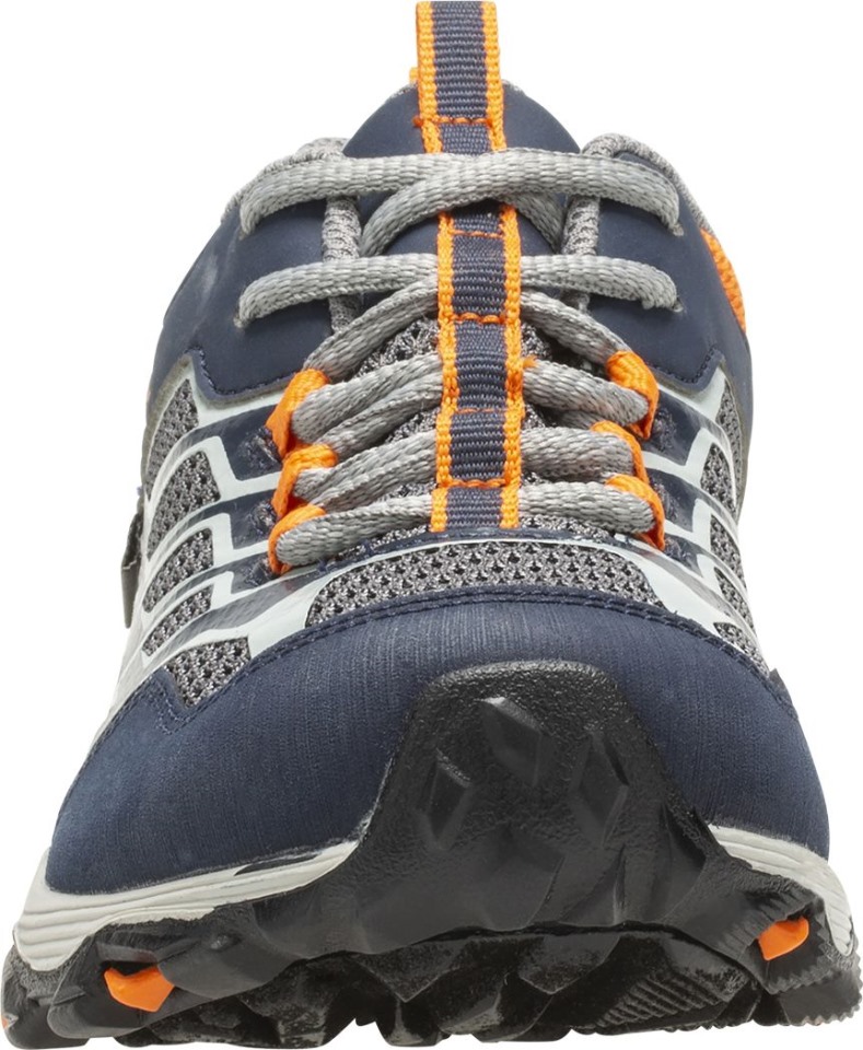 Große Kinder Moab Fst Niedrige Wasserdichte Schuhe Merrell Navy Grau Orange