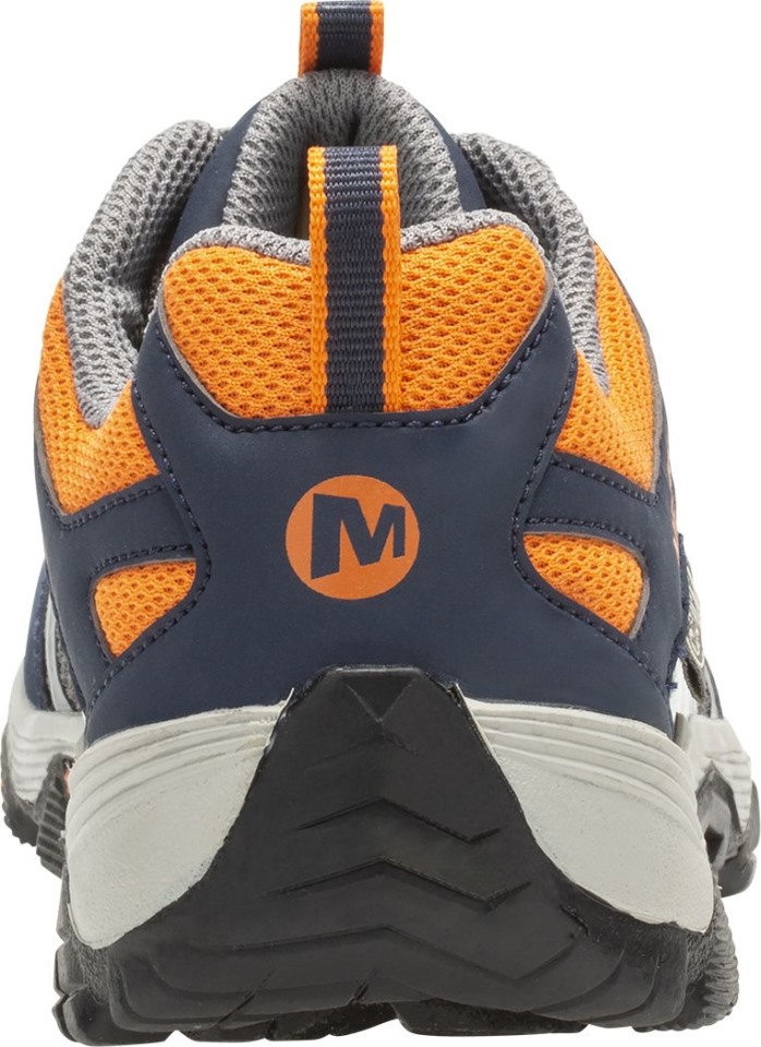 Große Kinder Moab Fst Niedrige Wasserdichte Schuhe Merrell Navy Grau Orange