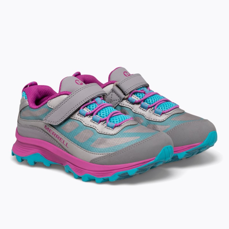 Moab Speed ​​Low A/C Für Große Kinder, Wasserdicht, Merrell Grau, Silber, Türkis