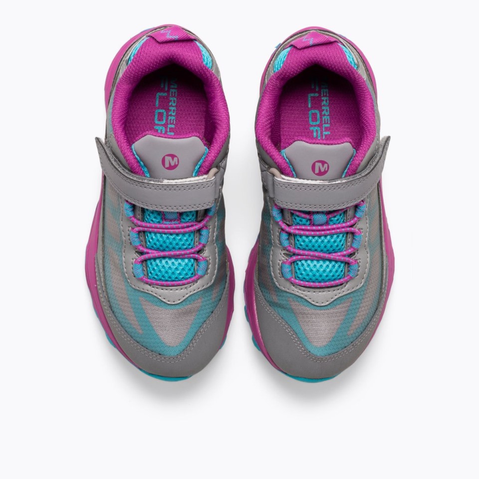 Moab Speed ​​Low A/C Für Große Kinder, Wasserdicht, Merrell Grau, Silber, Türkis