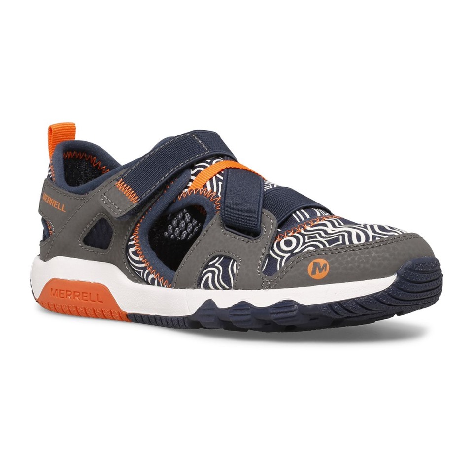Merrell Grey Navy Hydro Free Roam Chroma Monarch Sandale Für Kleine Kinder