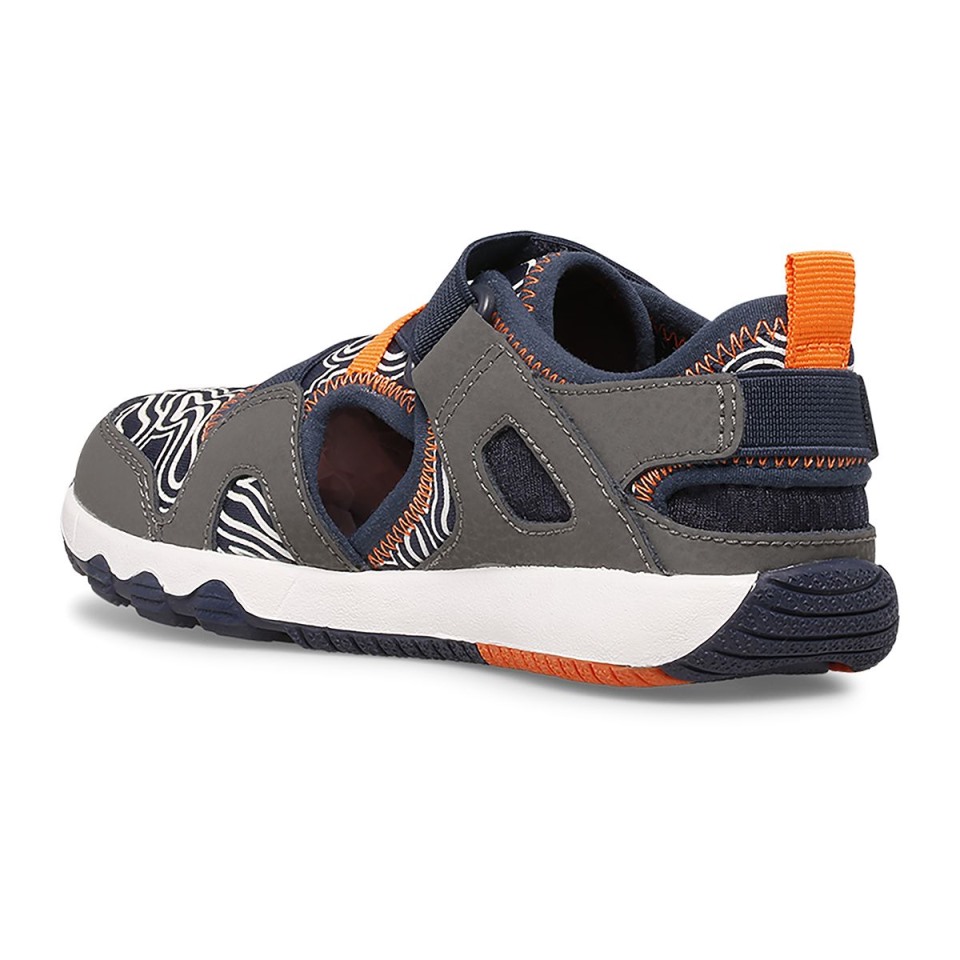 Merrell Grey Navy Hydro Free Roam Chroma Monarch Sandale Für Kleine Kinder