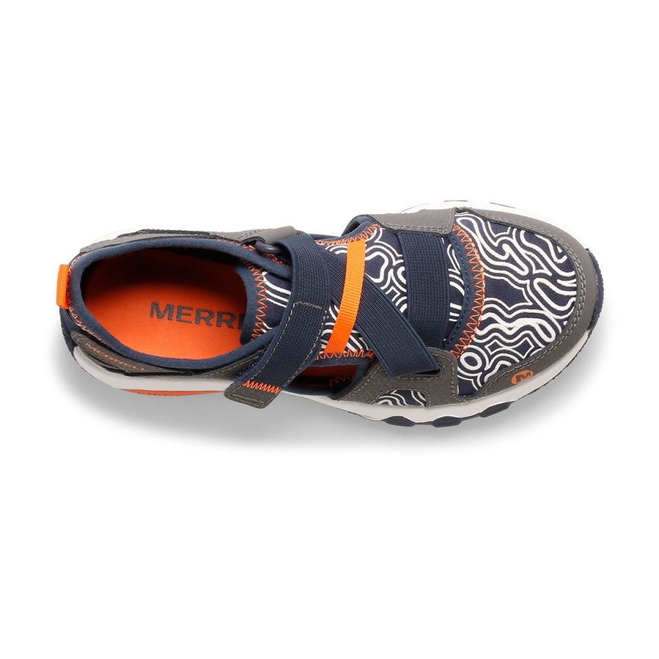Merrell Grey Navy Hydro Free Roam Chroma Monarch Sandale Für Kleine Kinder