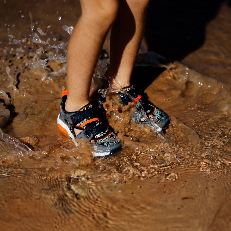 Merrell Grey Navy Hydro Free Roam Chroma Monarch Sandale Für Kleine Kinder